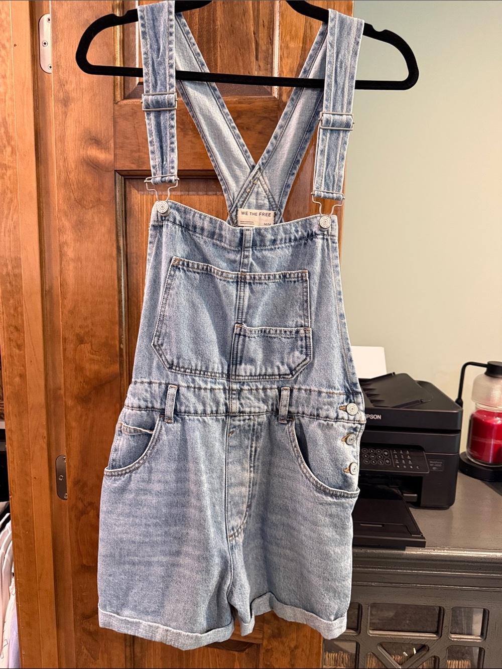 We The Free Light Blue Denim Shortalls Size M - NEW